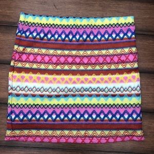 Multi color high waisted mini skirt